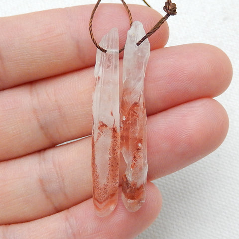 Drusy Earrings,Crystal, Selling 2 Pcs Quartz Gemstone Earrings Pair , 39x6x5mm, 3.7g - MyGemGarden