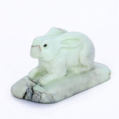 Carved Lemon Jade Gemstone Rabbit Cabochon, 66x30x36mm, 79.1g - MyGemGarden