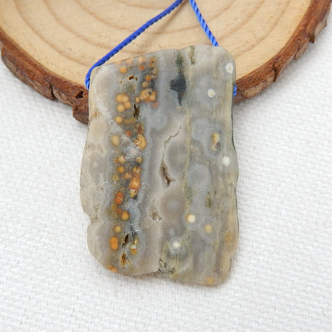 Nugget Ocean Jasper Drilled Gemstone Pendant Bead, 37x24x7mm, 10.3g - MyGemGarden