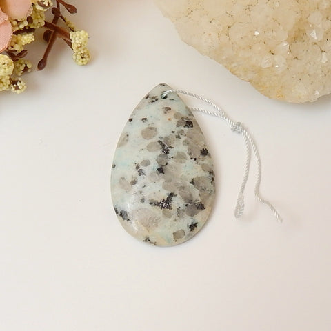 Water Drop Ocean Jasper Pendant Bead, 48x29x6mm, 13.37g - MyGemGarden