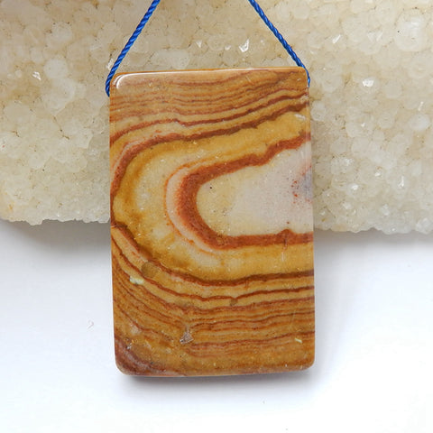 Natural Us Biggs Jasper Drilled Rectangle Gemstone Pendant Bead, 43x28x8mm, 19.9g - MyGemGarden