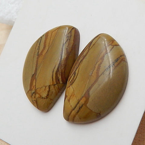 Natural Us Biggs Jasper Gemstone Cabochons pair, 20x13x3mm, 2.4g - MyGemGarden