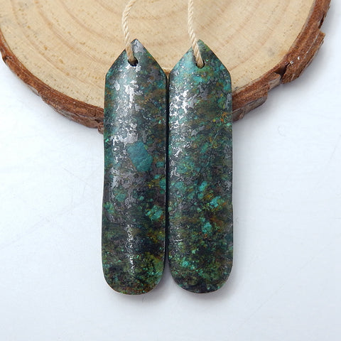 Natural African Turquoise Earrings Pair, stone for Earrings making, 42x10x5mm, 10.7g - MyGemGarden