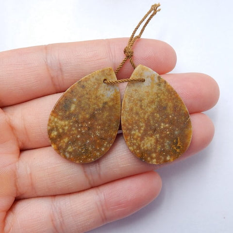 Natural Ocean Jasper Teardrop Earrings Pair, stone for Earrings making, 31x21x3mm, 7.4g - MyGemGarden