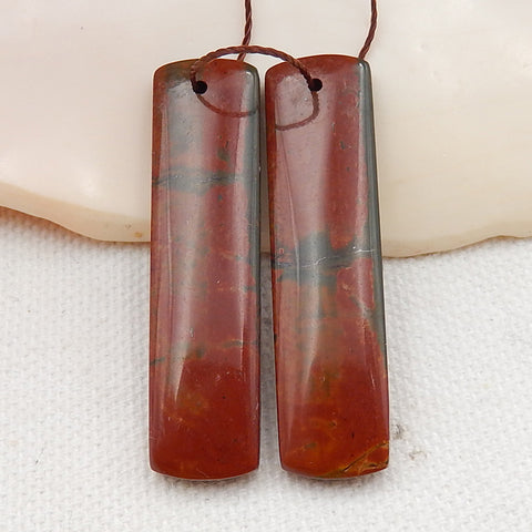 Multicolor Picasso Jasper Gemstone Earrings Stone Pair, 40x10x4mm, 9.0g - MyGemGarden