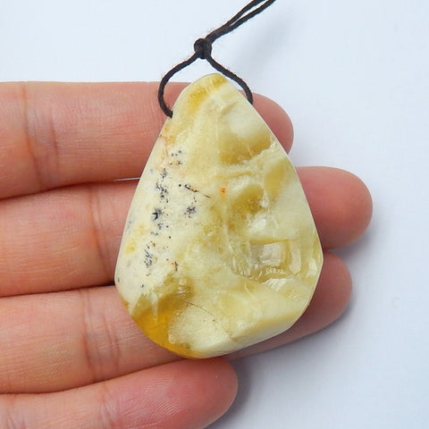 Natural Yellow opal Drilled Teardrop Pendant Bead, 42x30x14mm, 16.5g - MyGemGarden