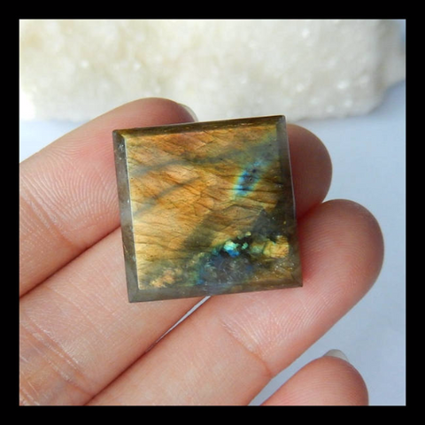 Shimmer Stone Faceted Labradorite Cabochon,20x5mm,5g - MyGemGarden