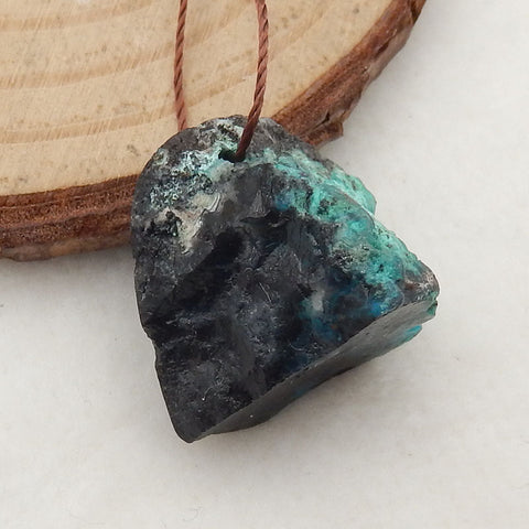 Natural Raw Gemstone Blue Opal Drilled Pendant Stone, 19x19x15mm, 4.9g