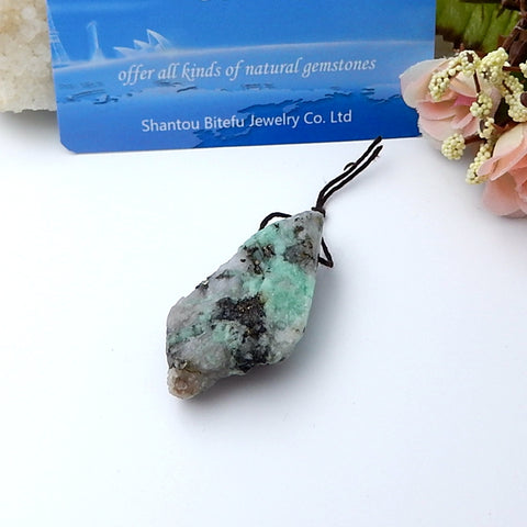 High Quality Natural Emerald Green Pendant Bead 49x25x14mm, 20g - MyGemGarden