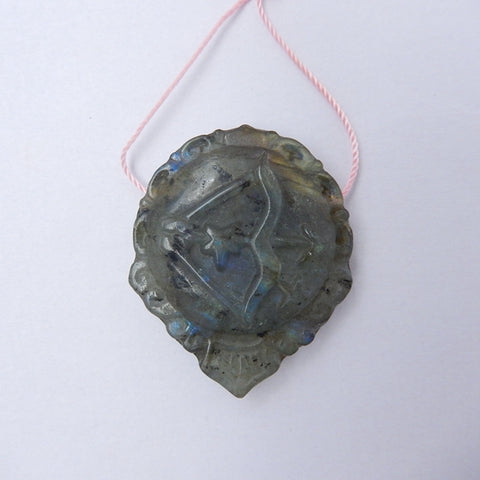 Carving Labradorite Gemstone Natural Pendant Bead, 37x31x10mm, 14g - MyGemGarden