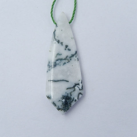 Moss Agate Gemstone Natural Pendant Bead, 36x13x4mm, 2.9g - MyGemGarden