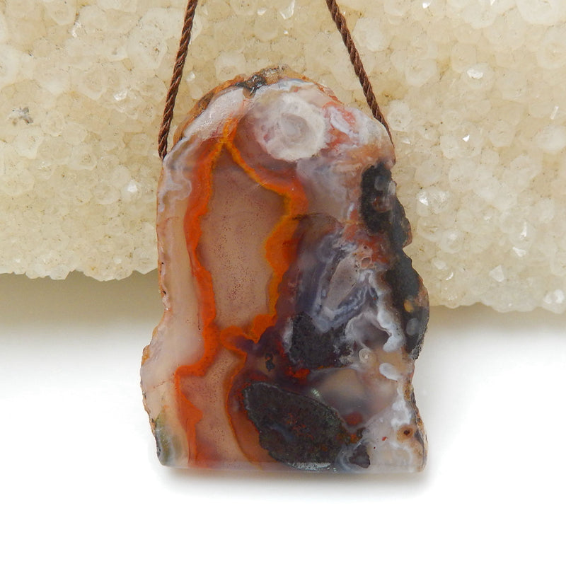 Natural Agate Gemstone Pendant, Natural Stone, 37x27x6mm, 11.6g - MyGemGarden