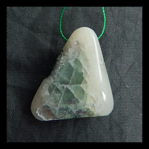 Fluorite With Rainbow Iron Pyrite, Nugget Quartz Pendant Bead, 34x27x17mm, 19g - MyGemGarden