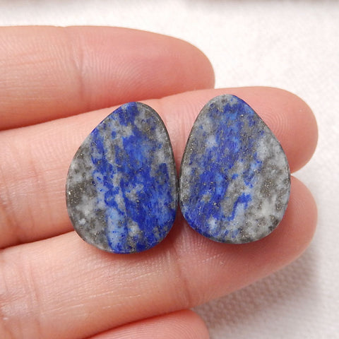 Blue Lapis Lazuli Gemstone Cabochon Pair, 19x14x5mm, 5.3g - MyGemGarden