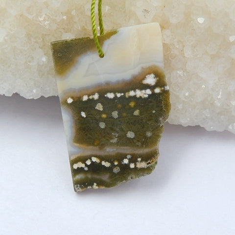 Ocean Jasper Gemstone Natural Pendant Bead, 32x24x3mm, 5.07g - MyGemGarden