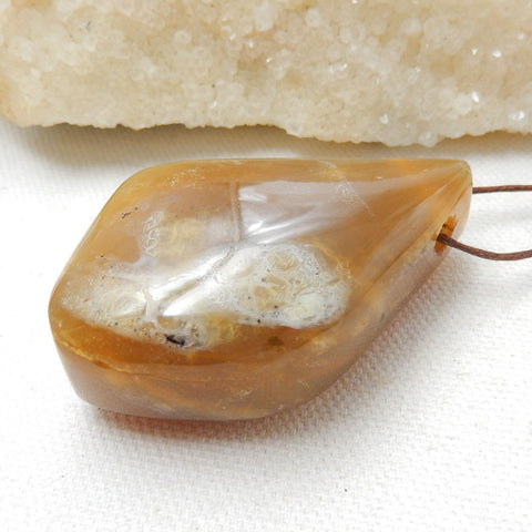 Natural Yellow Opal Gemstone Pendant, Natural Stone Jewelry, 58x38x21mm, 48.2g - MyGemGarden