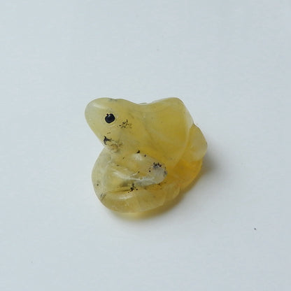 New Design Yellow Opal Carved Frog Gemstone Decoration, 31x20x19mm, 9.3g - MyGemGarden