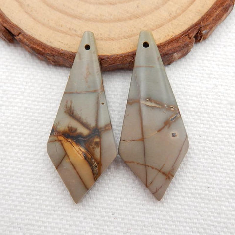 Multicolor Picasso Jasper Earrings Stone Pair, stone for earrings making, 36x15x5mm, 5.6g