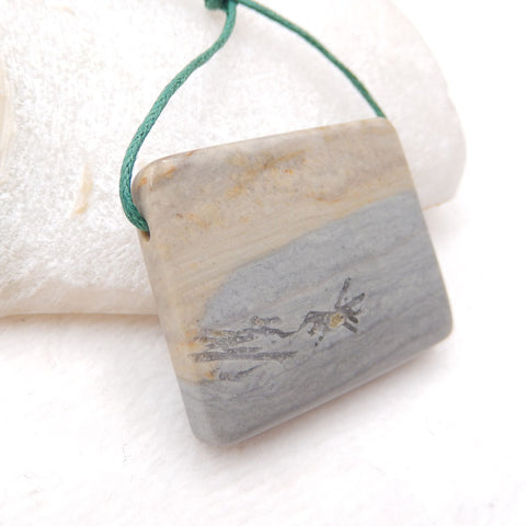 Natural Wave Jasper Pendant Bead 36X28X9mm, 17.7g