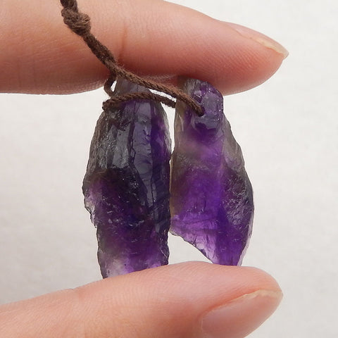 Natural Amethyst Earring Beads 28x12x10mm, 7.6