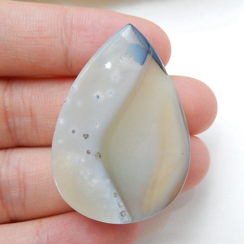 Natural Agate Teardrop Gemstone Cabochon, 38x26x8mm, 11.5g - MyGemGarden