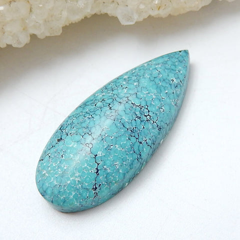 Natural Turquoise Teardrop Flatback Gemstone Cabochon, 30x13x6mm, 14ct - MyGemGarden