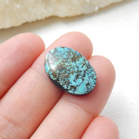 Natural Turquoise Flatback Gemstone Cabochon, 18x12x4mm, 1.6g - MyGemGarden