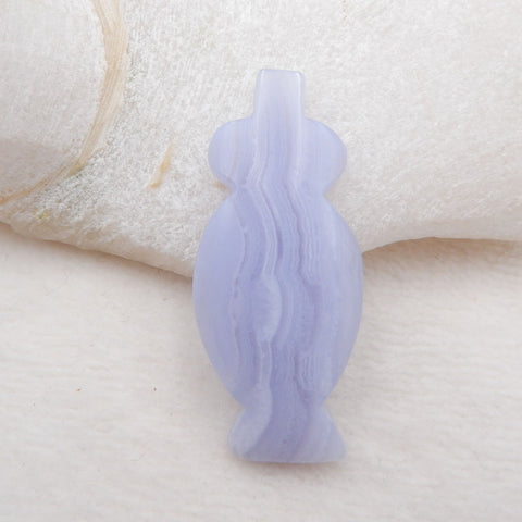 Natural Blue Lace Agate Cabochon 47x20x8mm, 9.7g