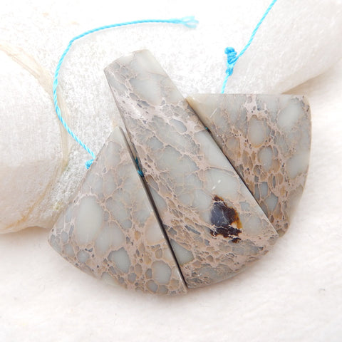 3 PCS Natural Jasper Pendant Beads 44x18x6mm, 31x22x6mm, 20.5g