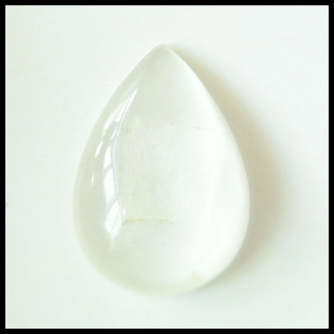 Natural White Quartz Gemstone Cabochon, 28x19x8mm, 6.3g - MyGemGarden