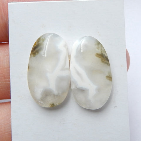 Natural Ocean Jasper Gemstone Cabochon Pair, 19x11x4mm, 3.3g - MyGemGarden