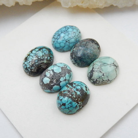 6 PCS Natural Oval Turquoise Gemstone Cabochons, 9x7x4mm, 2.7g - MyGemGarden