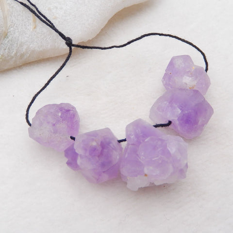 5 PCS Naturral Amethyst Pendant Beads ,22x20x18mm, 18x15x10mm, 25.2g