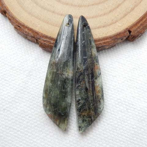 Green Kyanite Earrings Stone Pair, stone for earrings making, 38x9x4mm, 6.7g - MyGemGarden