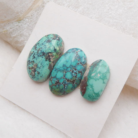 3 PCS Natural Turquoise Cabochons 18x10x4mm, 14x8x4mm, 3.6g