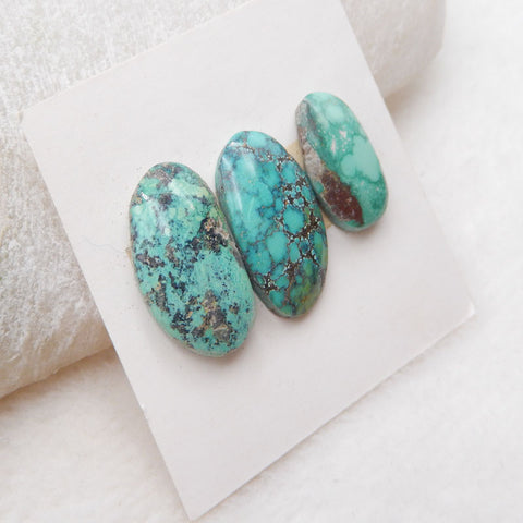 3 PCS Natural Turquoise Cabochons 18x10x4mm, 14x8x4mm, 3.6g