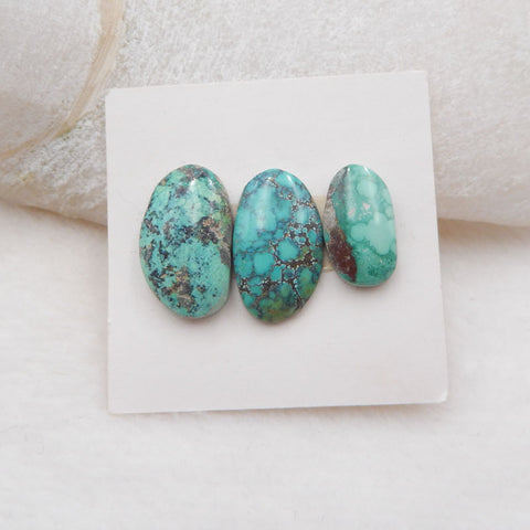 3 PCS Natural Turquoise Cabochons 18x10x4mm, 14x8x4mm, 3.6g