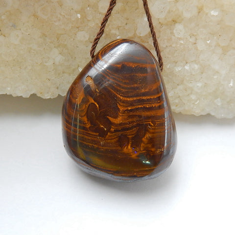 New, Natural Boulder opal Drilled Gemstone Pendant Bead, 30x24x17mm, 18.8g - MyGemGarden