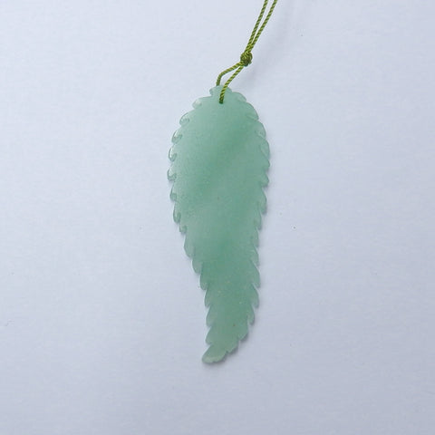 Natural Green Aventurine Carved Leaf Pendant Bead, 60x22x3mm, 7.2g - MyGemGarden