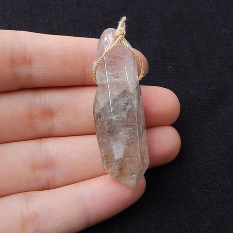 Carved wolf Quartz Gemstone Pendant, Fashion Pendant, Animal Necklace Pendant, Unique Pendant, 47x14x14mm, 13.6g - MyGemGarden