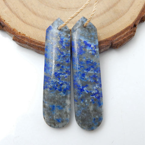 Natural Lapis Lazuli Earrings Beads, Stone For Earrings Making, 38x9x4mm, 5.6g - MyGemGarden