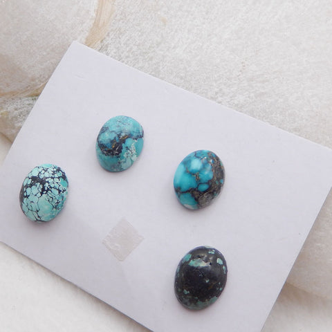 4 PCS Natural Turquoise Cabochons 10x8x4mm, 2.9g