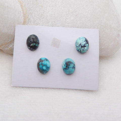 4 PCS Natural Turquoise Cabochons 10x8x4mm, 2.9g