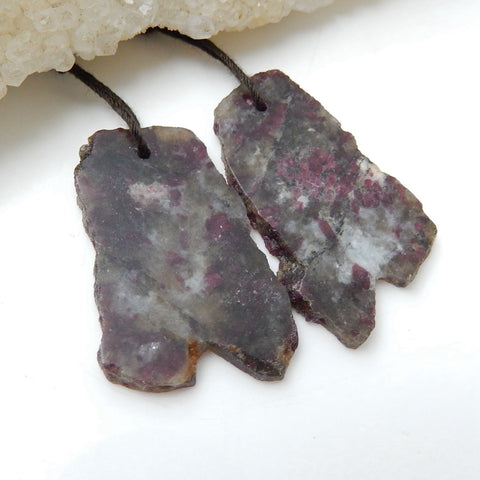 Nugget Tourmaline Earrings Pair, stone for Earrings making, 29x19x2mm, 6.2g - MyGemGarden