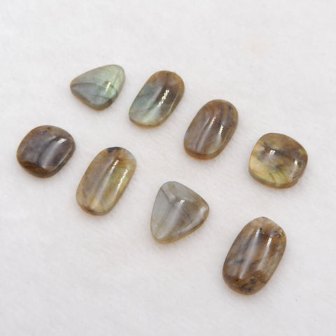 8 PCS Natural Labradorite Cabochons 21x12x3mm, 16x15x4mm, 13.3g