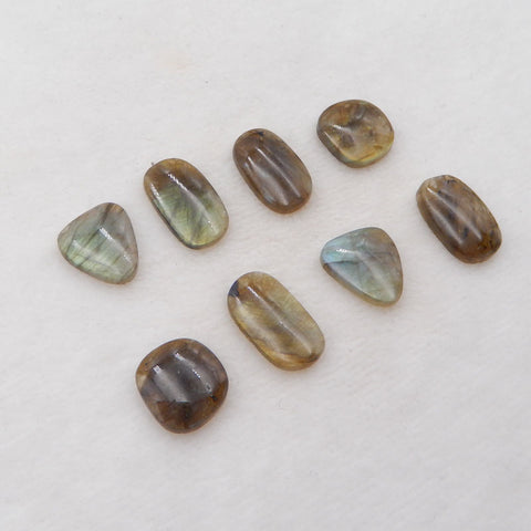 8 PCS Natural Labradorite Cabochons 21x12x3mm, 16x15x4mm, 13.3g