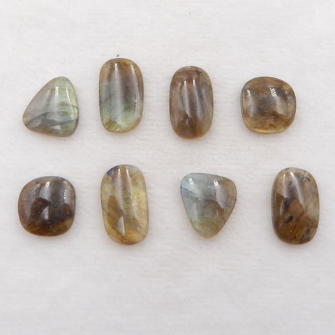 8 PCS Natural Labradorite Cabochons 21x12x3mm, 16x15x4mm, 13.3g