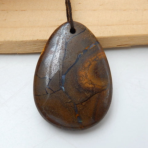 New, Natural Boulder opal Drilled Gemstone Pendant Bead, 40x29x9mm, 18g - MyGemGarden