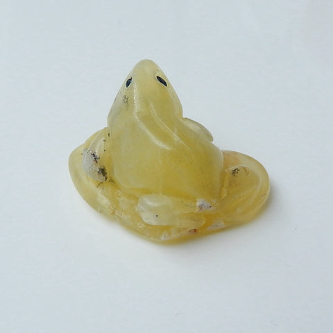 New Design Yellow Opal Carved Frog Gemstone Decoration, 31x20x19mm, 9.3g - MyGemGarden