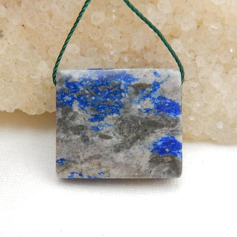 Rectangle Lapis Lazuli Drilled Gemstone Pendant Stone, 24x21x7mm, 8.8g